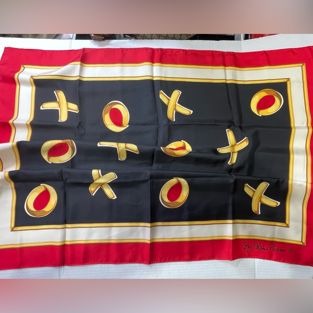 Paloma Picasso Silk Scarf size 34x35 inches.